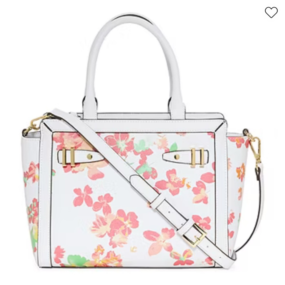 Liz Claiborne Satchel pink Floral handbag crossbody purse shoulder bag - Picture 2 of 16